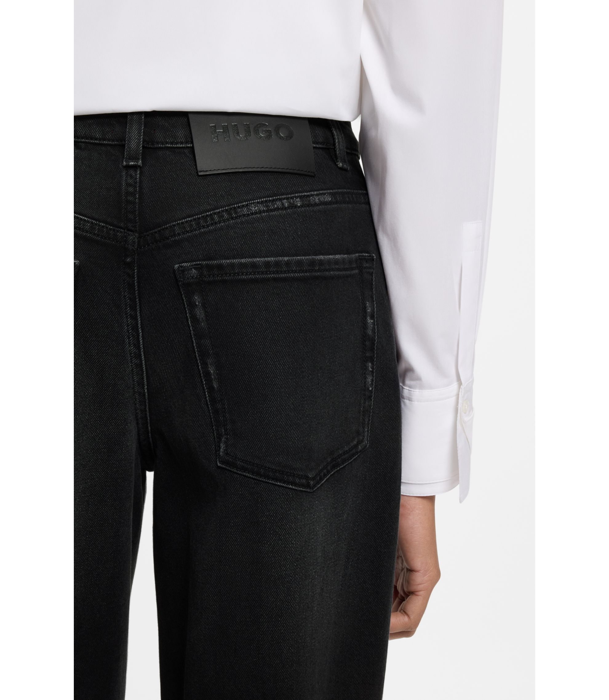 HUGO Black wide-leg jeans in comfort-stretch denim Black - Main Image