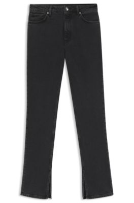 Jeans slim fit de cintura alta en denim el&aacute;stico gris, Gris oscuro