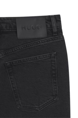 Jeans slim fit de cintura alta en denim el&aacute;stico gris, Gris oscuro