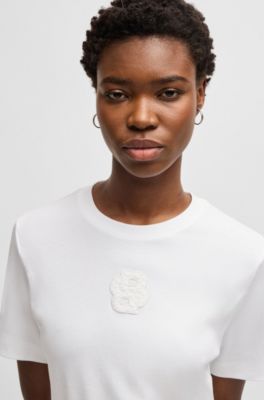 Interlock-cotton T-shirt with Double B monogram, White