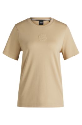 Interlock-cotton T-shirt with Double B monogram, Beige