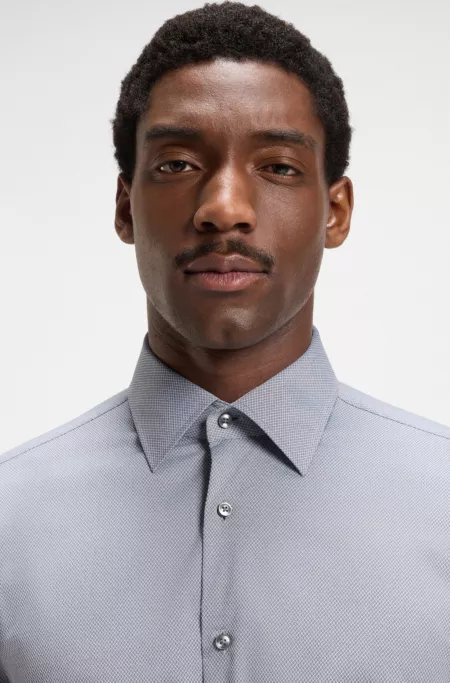 Regular-fit shirt in structured stretch fabric