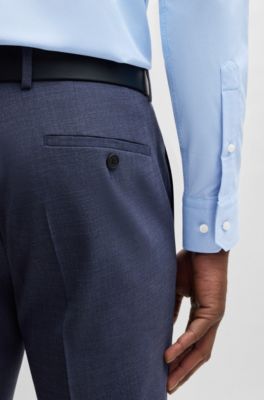 Regular-fit shirt in structured stretch fabric, Light Blue