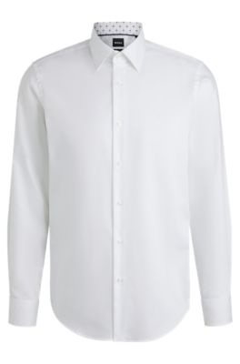 Regular-fit shirt in easy-iron cotton poplin, White