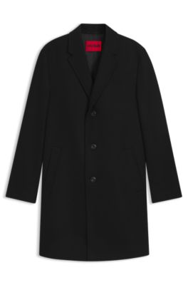 Wool-blend coat in a regular fit, Black