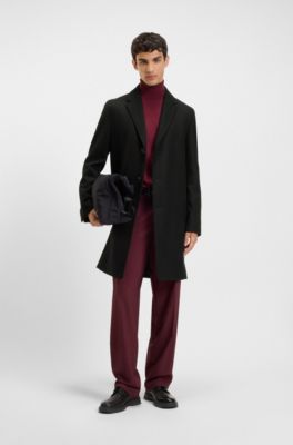 Wool-blend coat in a regular fit, Black