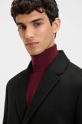 Abrigo regular fit en mezcla de lana, Negro