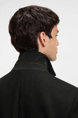 Abrigo regular fit en mezcla de lana, Negro