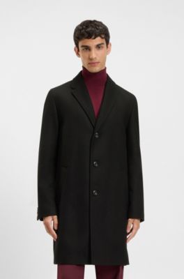 Wool-blend coat in a regular fit, Black