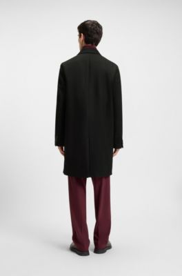 Abrigo regular fit en mezcla de lana, Negro