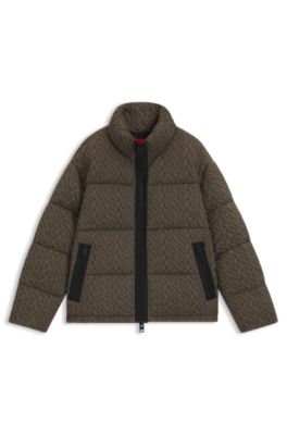 Chaqueta acolchada con estructura de punto trenzado, Gris
