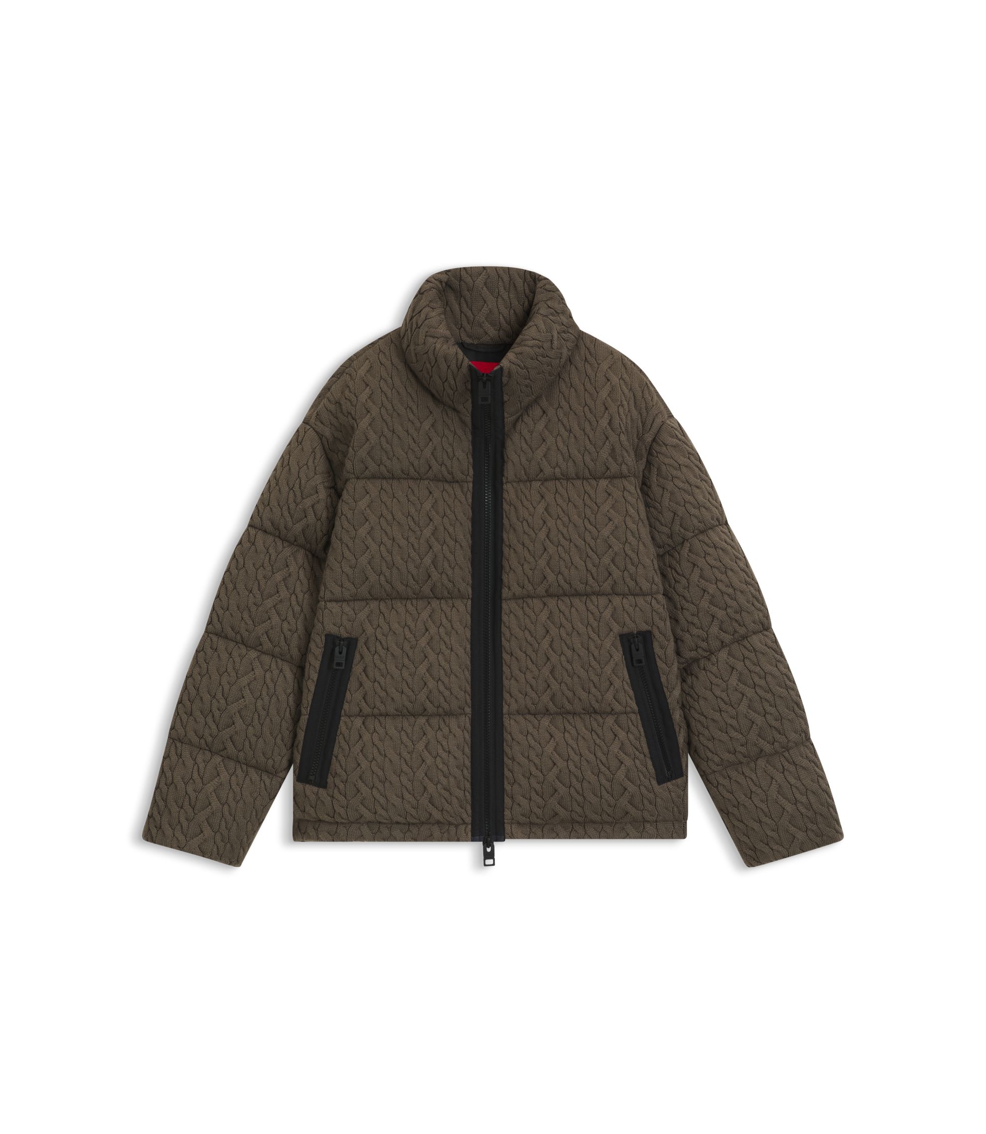 HUGO - Puffer jacket with cable-knit structure - Grey
