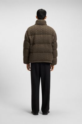 Puffer jacket with cable-knit structure, Grey