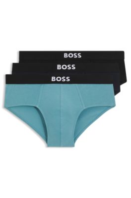 Lot de trois slips taille basse en coton stretch, Fantaisie