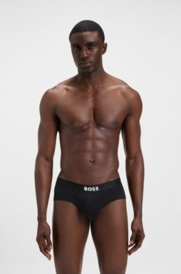 Lot de trois slips taille basse en coton stretch, Fantaisie