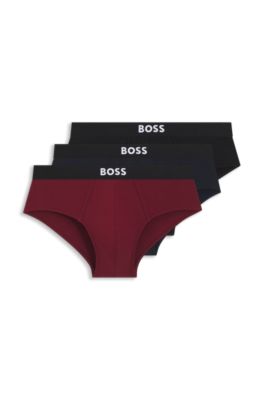 Lot de trois slips taille basse en coton stretch, Fantaisie