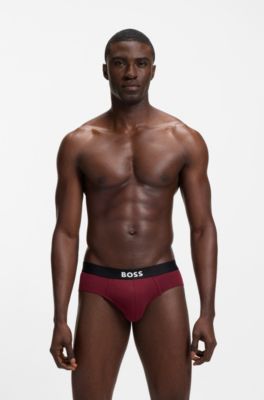 Lot de trois slips taille basse en coton stretch, Fantaisie