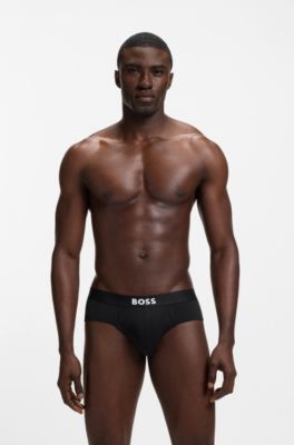Lot de trois slips taille basse en coton stretch, Fantaisie