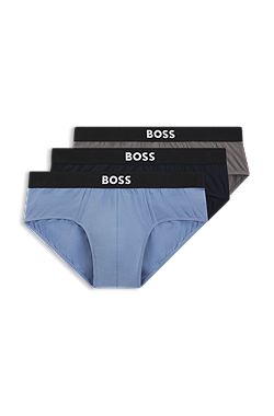 Three-pack of logo-waistband briefs in stretch cotton
