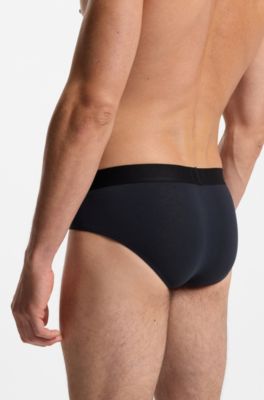 Three-pack of logo-waistband briefs in stretch cotton, Patterned