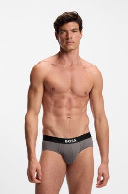 Three-pack low-rise briefs in stretch cotton, Patterned