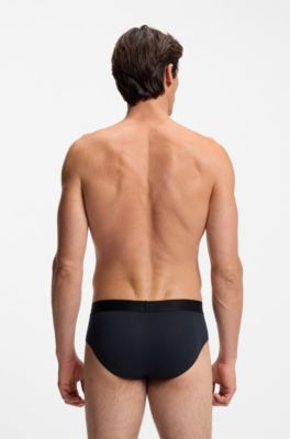 Three-pack of logo-waistband briefs in stretch cotton, Patterned