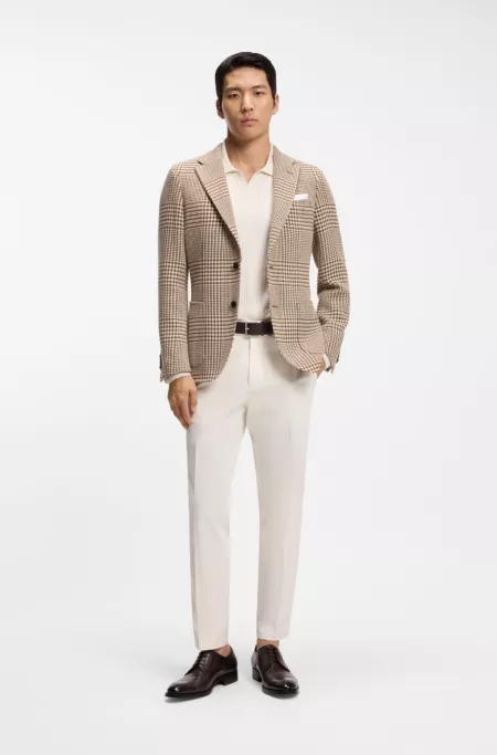 Checked slim-fit jacket in virgin wool