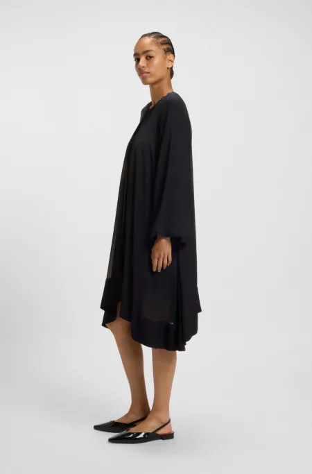 Two-layered relaxed-fit dress in silk chiffon