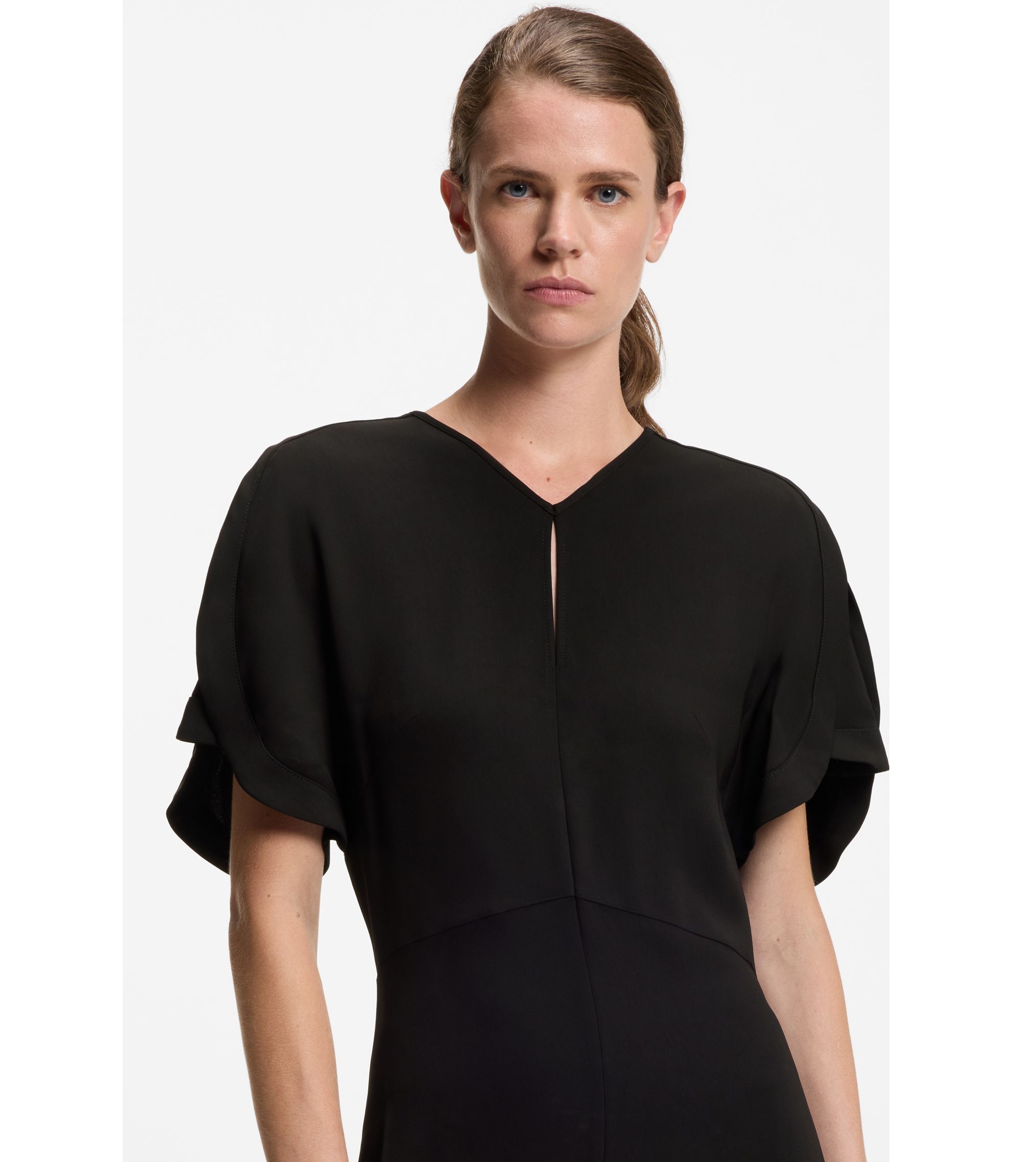 BOSS - Crepe dress with keyhole neckline - Black