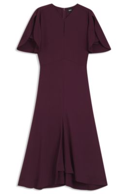 Crepe dress with keyhole neckline, Dark Purple