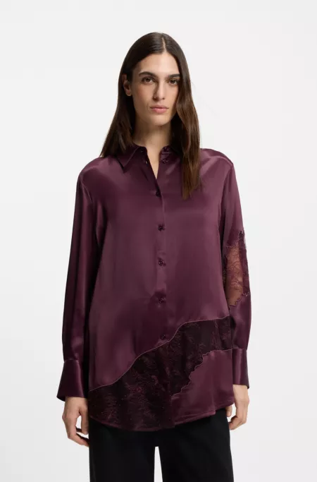 Regular-fit blouse with lace details