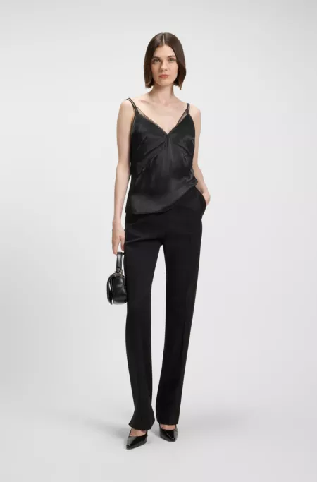 Lace-trim camisole in satin