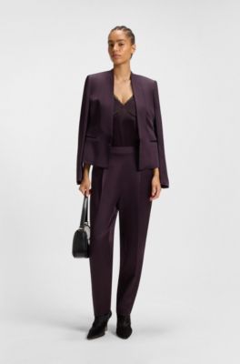 Lace-trim camisole in satin, Light Purple