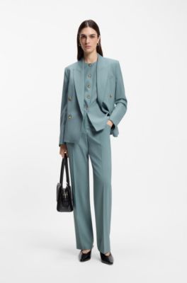 Regular-fit trousers in virgin wool, Blue