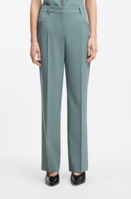Pantalones regular fit de lana virgen, Azul