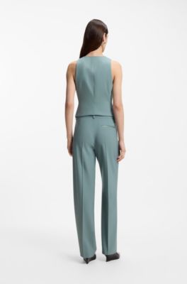 Pantalones regular fit de lana virgen, Azul