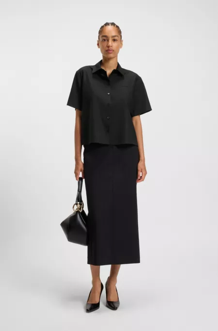 Regular-fit blouse in virgin wool