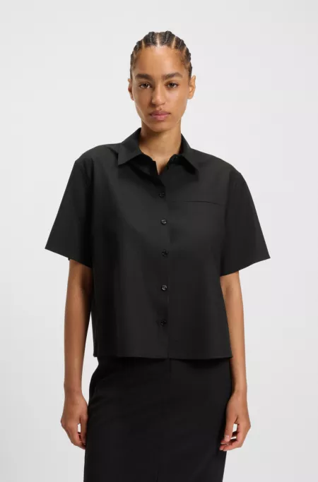 Regular-fit blouse in virgin wool