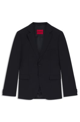 Blazer extra slim fit de lana virgen, Azul oscuro