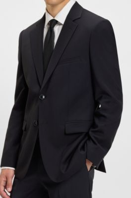 Veste Extra Slim en laine vierge, Bleu fonc&eacute;