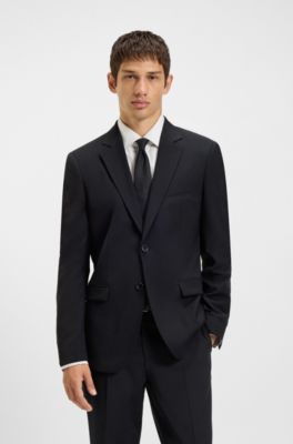 Extra-slim-fit jacket in virgin wool, Dark Blue