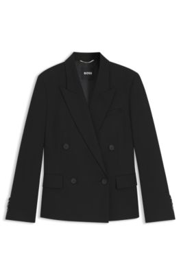 Regular-fit blazer in virgin wool, Black