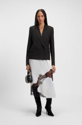 Blazer regular fit de lana virgen, Negro