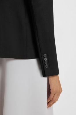 Blazer regular fit de lana virgen, Negro