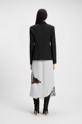 Blazer regular fit de lana virgen, Negro