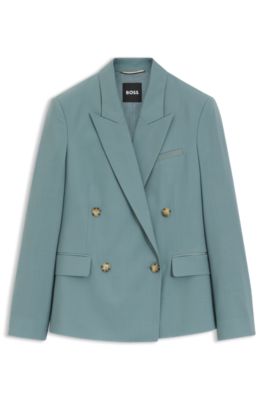 Blazer regular fit de lana virgen, Azul