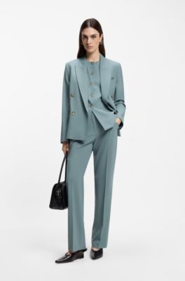 Blazer regular fit de lana virgen, Azul