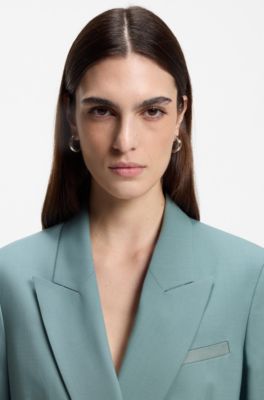 Regular-fit blazer in virgin wool, Blue