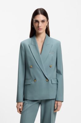 Regular-fit blazer in virgin wool, Blue