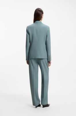 Blazer regular fit de lana virgen, Azul